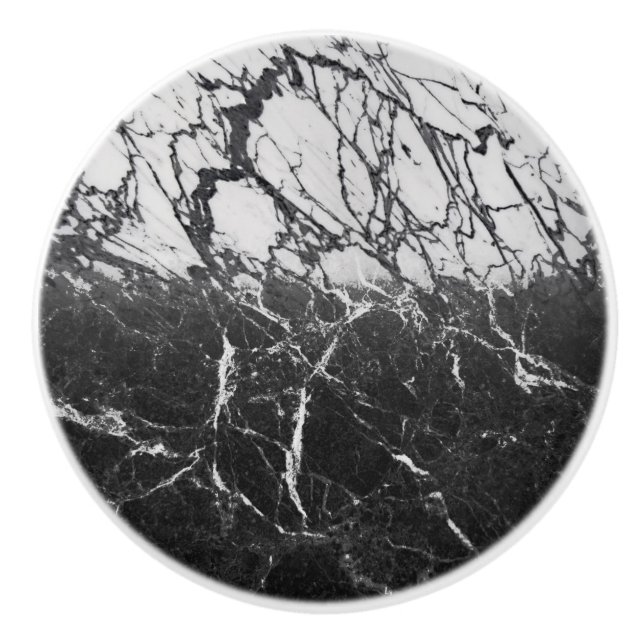 Bouton De Porte En Céramique Black & Marbre blanc Moderne Glam tendance (Devant)