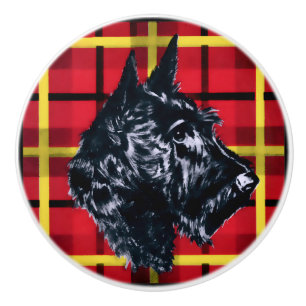 Bouton De Porte En Céramique Black Scottish Terrier Scotty Chien en céramique b