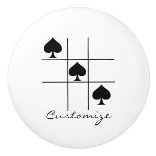 Bouton De Porte En Céramique Black Spades Tac Toe Thunder_Cove