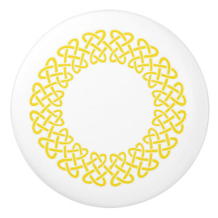 Bouton De Porte En Céramique Blanc d'or celtique
