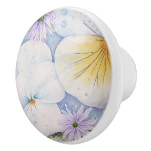BOUTON DE PORTE EN CÉRAMIQUE BLANC PANSY PARTY CÉRAMIC KNOB