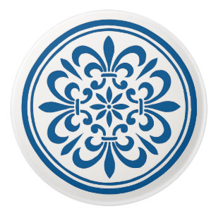 Bouton De Porte En Céramique Bleu & Blanc Portugais Azulejo Style Ceramic Knob