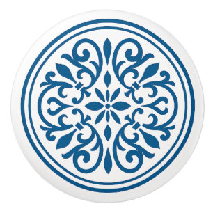 Bouton De Porte En Céramique Bleu & Blanc Portugais Azulejo Style Ceramic Knob