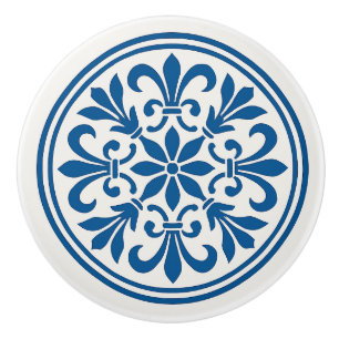 Bouton De Porte En Céramique Bleu & Blanc Portugais Azulejo Style Ceramic Knob