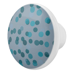 Bouton De Porte En Céramique bleu, bleu-vert et pois gris