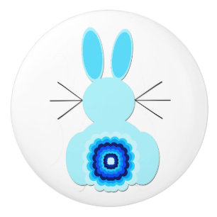 Bouton De Porte En Céramique Bleu Bunny en céramique Tirage