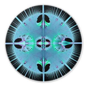 Bouton De Porte En Céramique Bleu Burst Fractal Drawer et Cabinet Knows