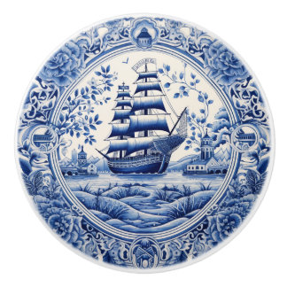 Bouton De Porte En Céramique Bleu Chine inspiré Nautical Ship Knob