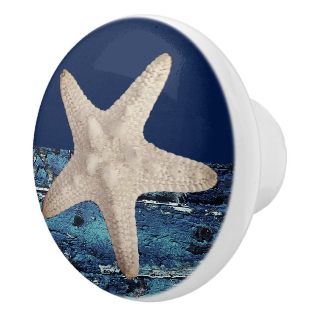 Bouton De Porte En Céramique Bleu de la marine de Starfish (Droite)