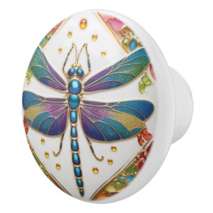 Bouton De Porte En Céramique Bleu Dragonfly - Arc-en-ciel multicolore