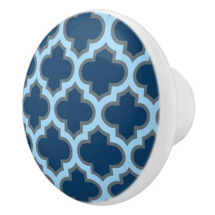 Bouton De Porte En Céramique Bleu et Bébé Bleu Trellis, treillis, Quatrefoil