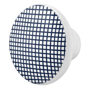 Bouton De Porte En Céramique Bleu et blanc de la marine vérifiés