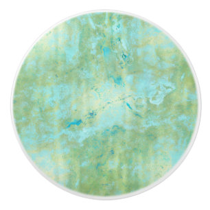 Bouton De Porte En Céramique Bleu et Or Moderne Marbré Abstrait Tache de Marbre