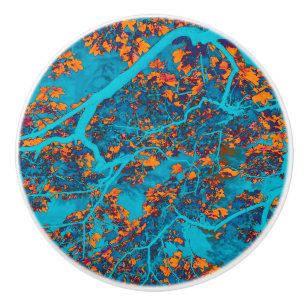 Bouton De Porte En Céramique Bleu et orangers colorés