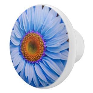Bouton De Porte En Céramique Bleu floral bleu tournesol bleu marguerites motif