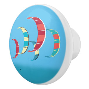 Bouton De Porte En Céramique Bleu Kite Surfing en céramique Tiroir Tirage