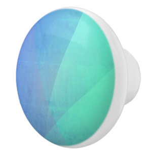 Bouton De Porte En Céramique Bleu moderne Aqua & Turquoise Dégradé Géométrique