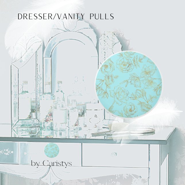 Bouton De Porte En Céramique Bleu Pastel avec Rose Gold (Créateur téléchargé)