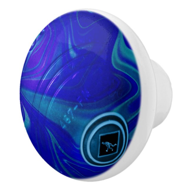 Bouton De Porte En Céramique Bleu pelouse Bowl, (Droite)