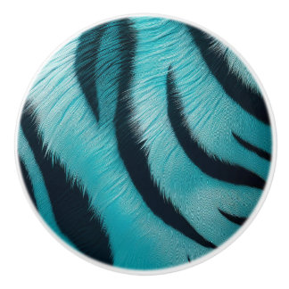 Bouton De Porte En Céramique Bleu Tigre