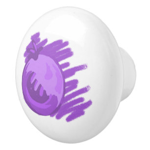 Bouton De Porte En Céramique Bleuets et crème Motif de fruits