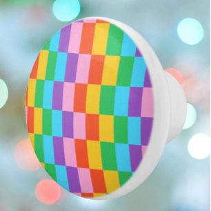 Bouton De Porte En Céramique Bloc de motif en marches d'arc-en-ciel Bouton en c