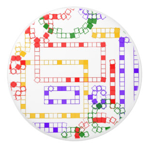 Bouton De Porte En Céramique Blocs géométriques Rouge Jaune Vert