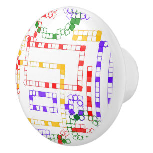 Bouton De Porte En Céramique Blocs géométriques Rouge Jaune Vert