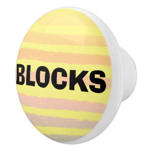 Bouton De Porte En Céramique Blocs Jaunes Roses Violets Rayures