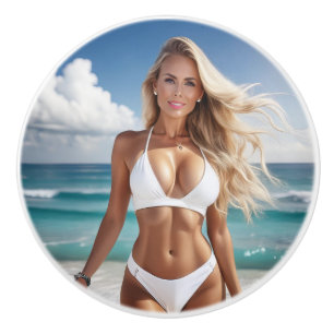 Bouton De Porte En Céramique blonde de plage