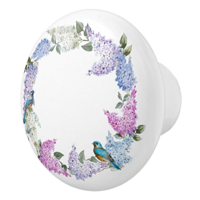 Bouton De Porte En Céramique Blue Birds Flowers Knobs Céramique Draw Pulls (Droite)