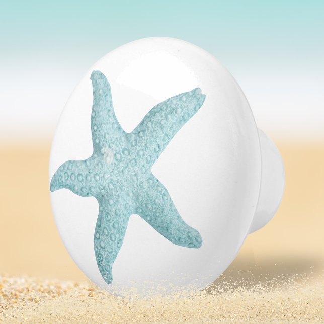 Bouton De Porte En Céramique Blue Green Beach Seashell Starfish Design (Créateur téléchargé)