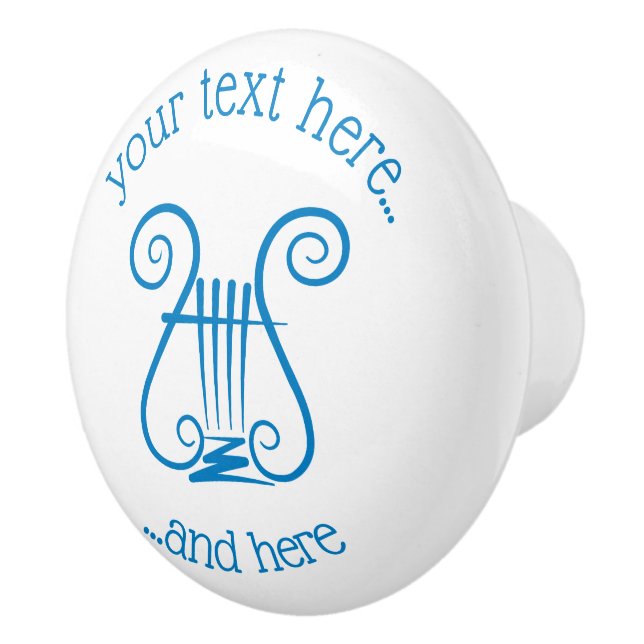 Bouton De Porte En Céramique Blue Lyre (Droite)