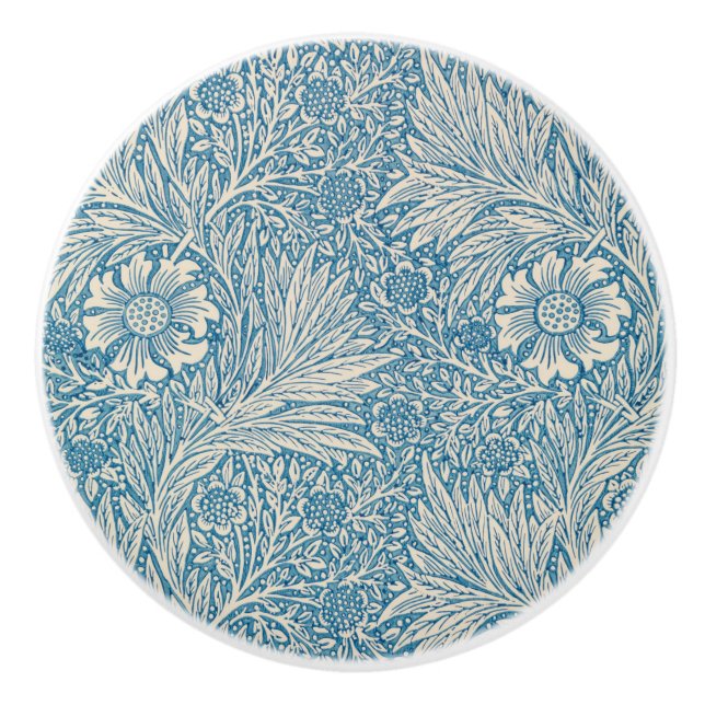 Bouton De Porte En Céramique Blue Marigolds (par William Morris) (Devant)