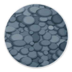 Bouton De Porte En Céramique Blue River Rock Pebles Art