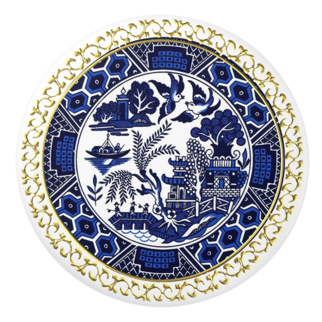 Bouton De Porte En Céramique Blue Willow China Design Ceramic Cabinet Knob v3 (Devant)