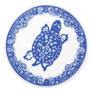Bouton De Porte En Céramique Blue Willow Design Aiguille tachetée visages mign