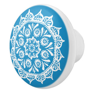 Bouton De Porte En Céramique Bluebird Mandala