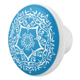 Bouton De Porte En Céramique Bluebird Mandala