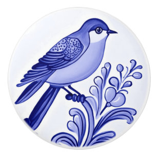 Bouton De Porte En Céramique Bluebird Méditerranée Bleu Oiseau Folle Animal ani