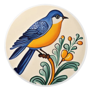 Bouton De Porte En Céramique Bluebird Méditerranée Bleu Oiseau Folle Animal ani