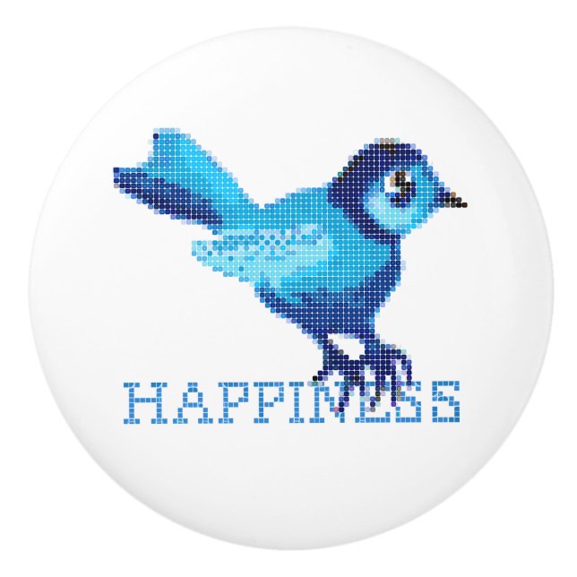 Bouton De Porte En Céramique Bluebird of Happiness folk art (Devant)