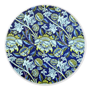 Bouton De Porte En Céramique Bluewey, un design William Morris,