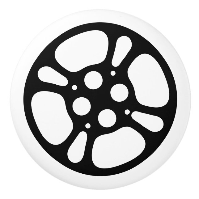 Bouton De Porte En Céramique Bobine de film noire et blanche (Devant)