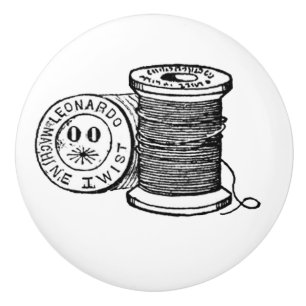Bouton De Porte En Céramique Bobine vintage de fil