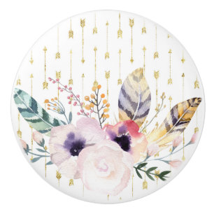 Bouton De Porte En Céramique Boho Bouquet