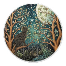 Boho chat ciel étoilé forêt de bois