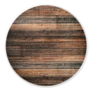 Bouton De Porte En Céramique Bois Brun Rustique Patiné de Ferme de Campagne