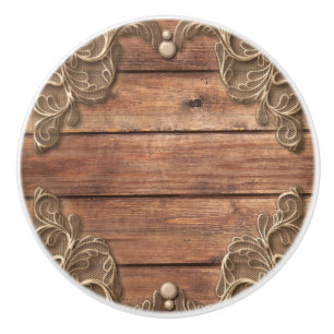 Bouton De Porte En Céramique Bois de dentelle rustique élégant occidental vinta