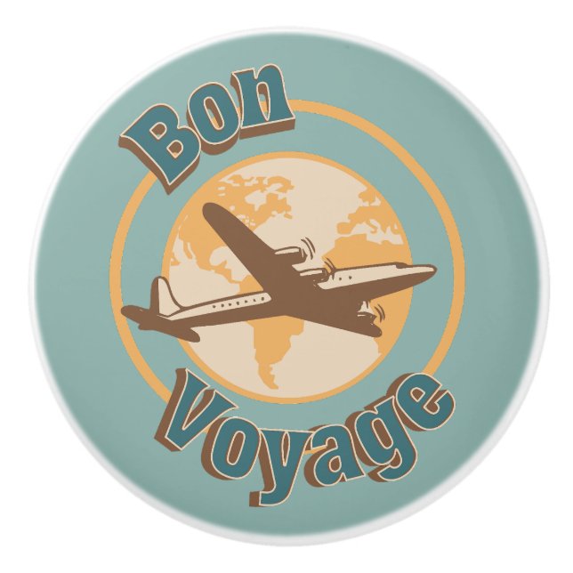 Bouton De Porte En Céramique Bon voyage Voyage Voyageons dans le monde design (Devant)